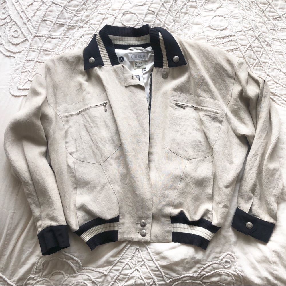 Vintage Crisca linen bomber jacket